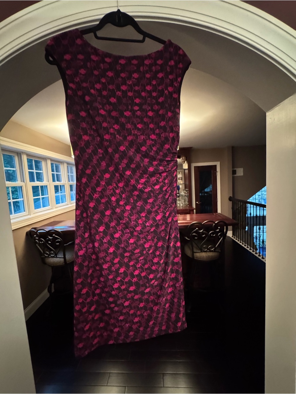 Lauren Ralph Lauren Magenta Floral Sheath Midi Dress